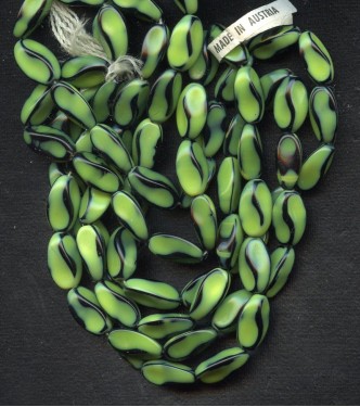 VINTAGE AUSTRIA  LIME GREEN AND BLACK BEADS