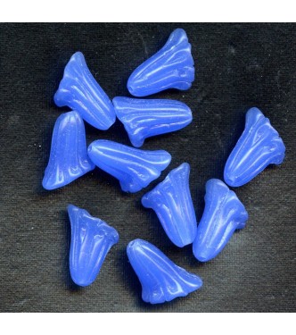 VINTAGE BLUE CALLA LILLY CZECH BEADS