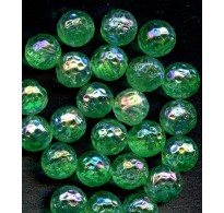 VINTAGE DIMPLED GREEN IRIDESCENT BEADS 