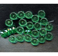 VINTAGE EMERALD GREEN FACETED RONDELLS