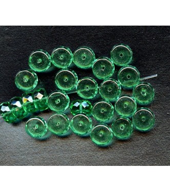 VINTAGE EMERALD GREEN FACETED RONDELLS