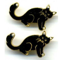 VINTAGE BLACK ENAMEL CATS JUST IN TIME FOR HALLOWEEN
