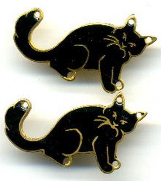 VINTAGE BLACK ENAMEL CATS JUST IN TIME FOR HALLOWEEN