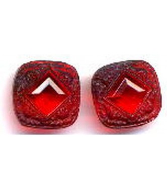 VINTAGE RUBY RED GLASS DECO STONES